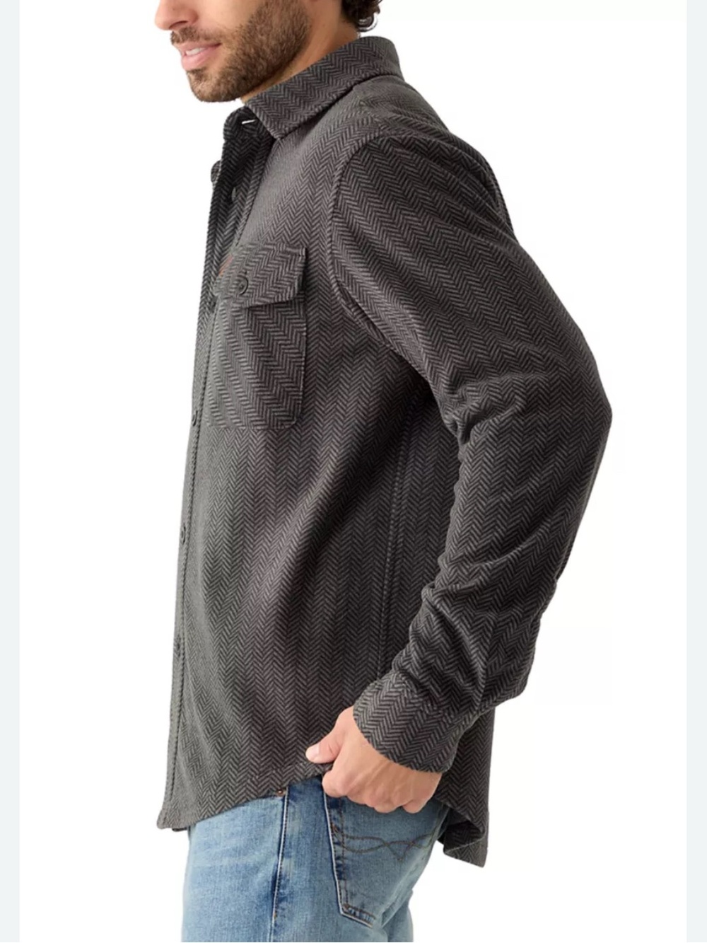 Woolrich Mens Pinstripe Button Up Shirt Jacket Gray Size XL Outdoors  Camping